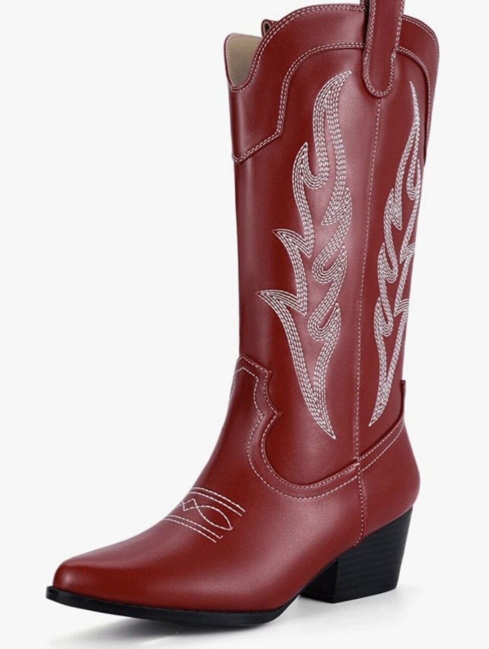 IDIFU IN2 Red Women's Western Cowboy Boots Mid Calf